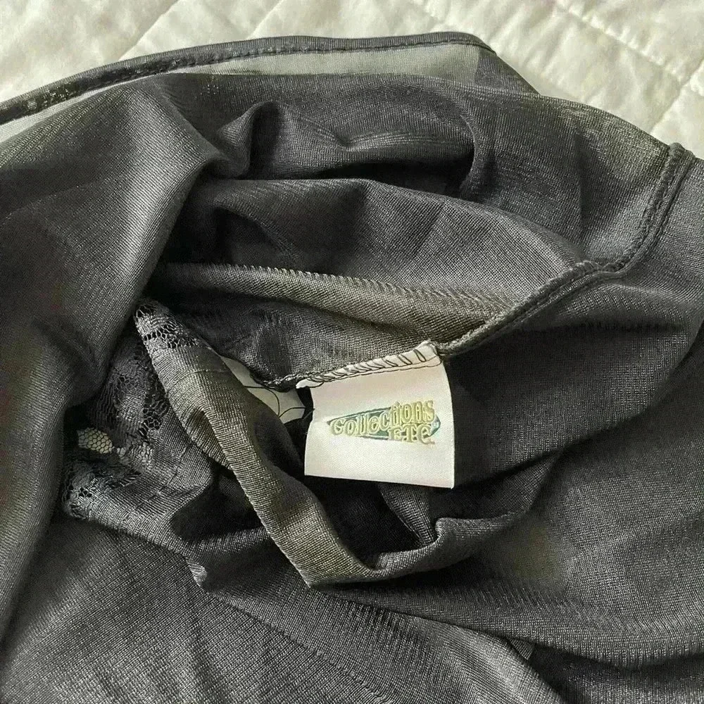 Lace satin top collections etc medium vintage Y2K gothic sheer black tank top - Picture 6 of 6